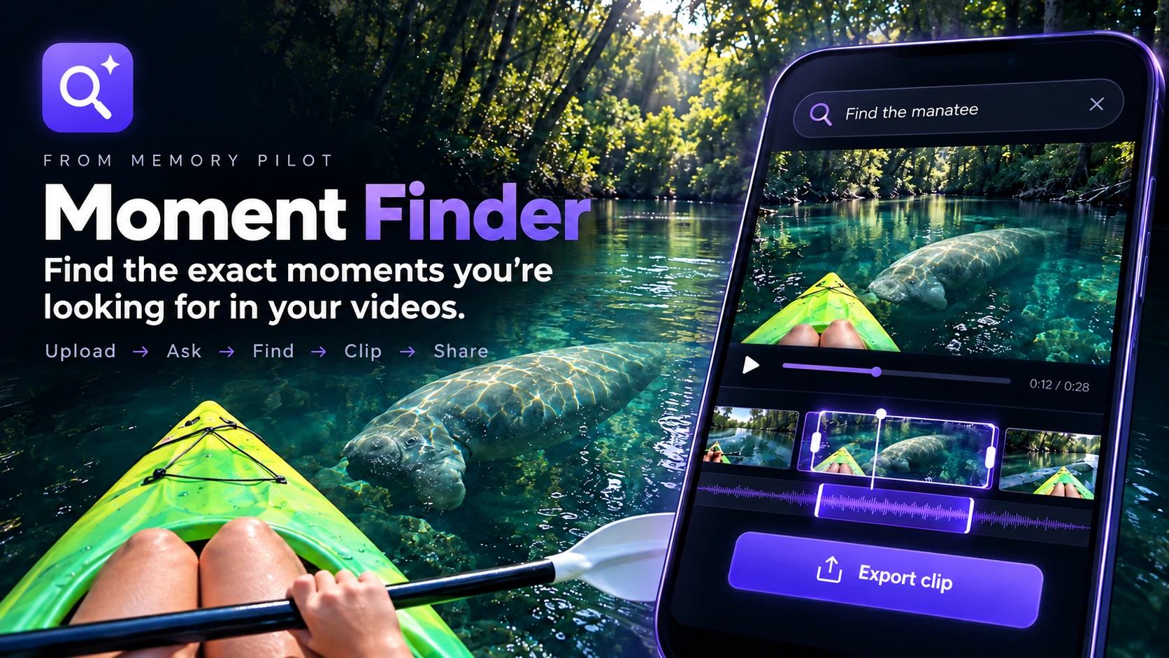 Moment Finder, from Memory Pilot: find a scene in your footage, select it on the timeline and export a clip
