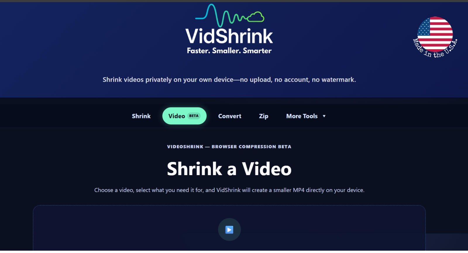 VidShrink media workspace